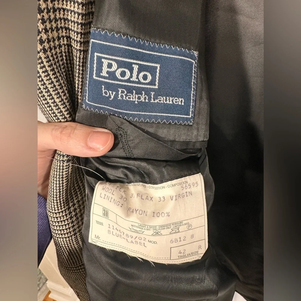Italy Polo by Ralph Lauren Glen Plaid Wool Linen Blazer Quiet Luxury 44R